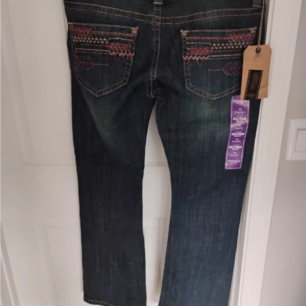 Stetson Blue Boot Cut Jeans with Decorative Stitching